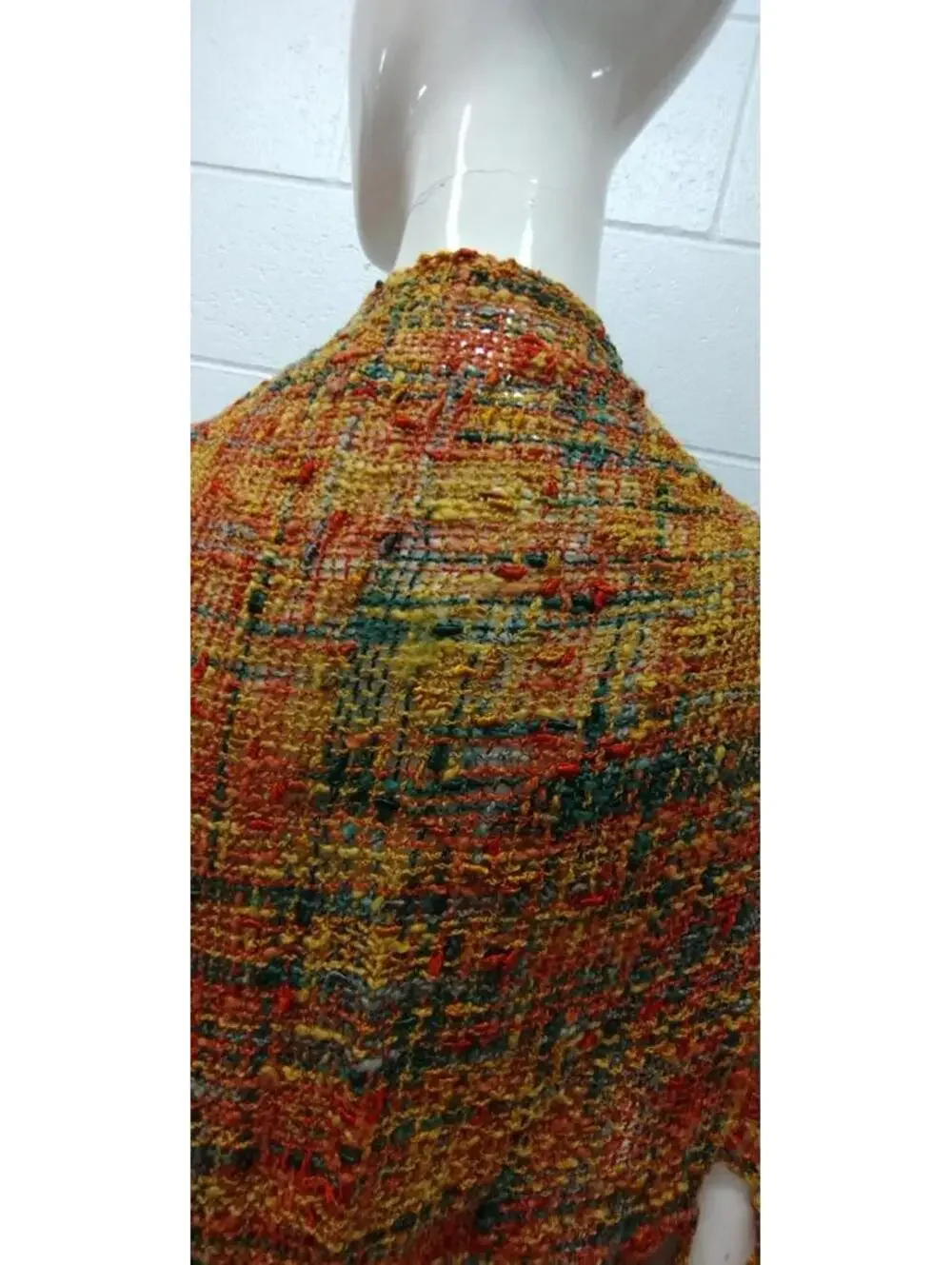 Vintage Bohemian Scarf Earth Multicolor Rayon Fringe Wrap Triangle Scarf UNISEX